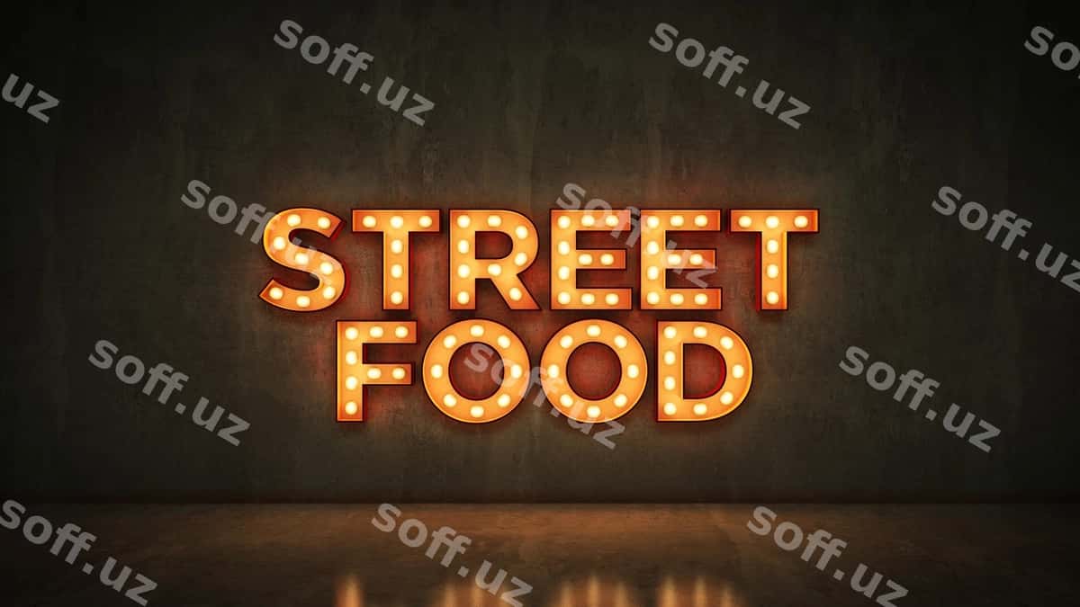 Ko'cha ovqatlari degan neon mezon | Neon sign that says street food 1