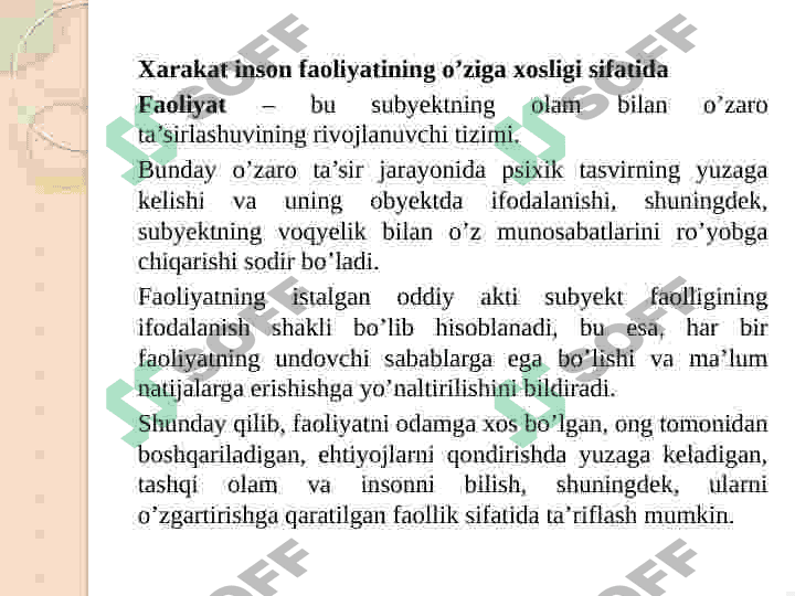 Harakat inson faoliyatning birligi sifatida. 2