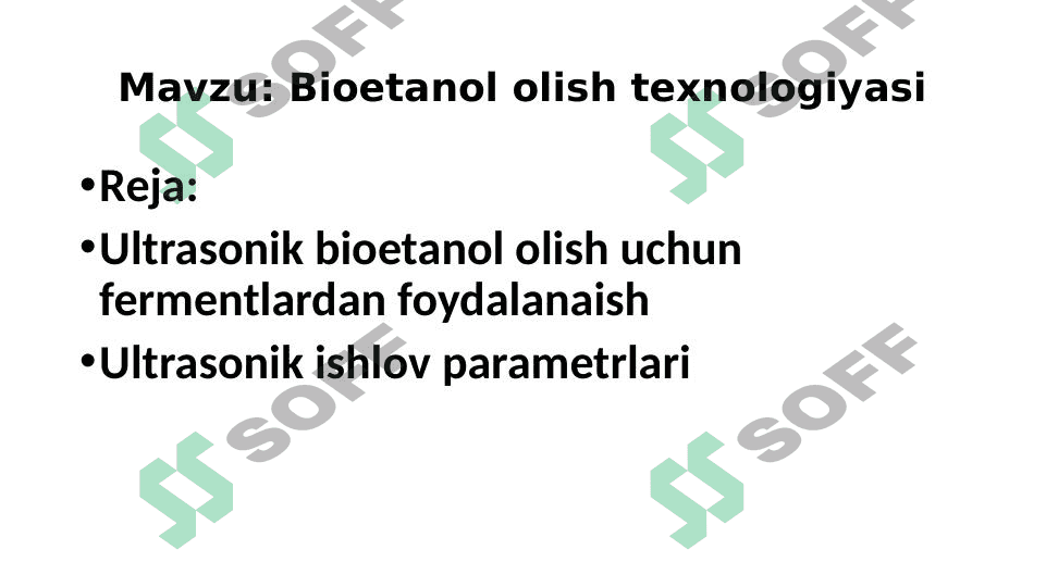 Bioetanol olish texnologiyasi 1