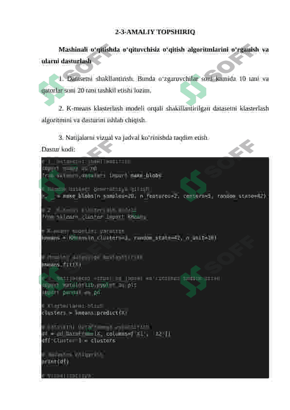 Mashinali o‘qitishda klassik sinflashtirish algoritmlari va ularni dasturlash 2