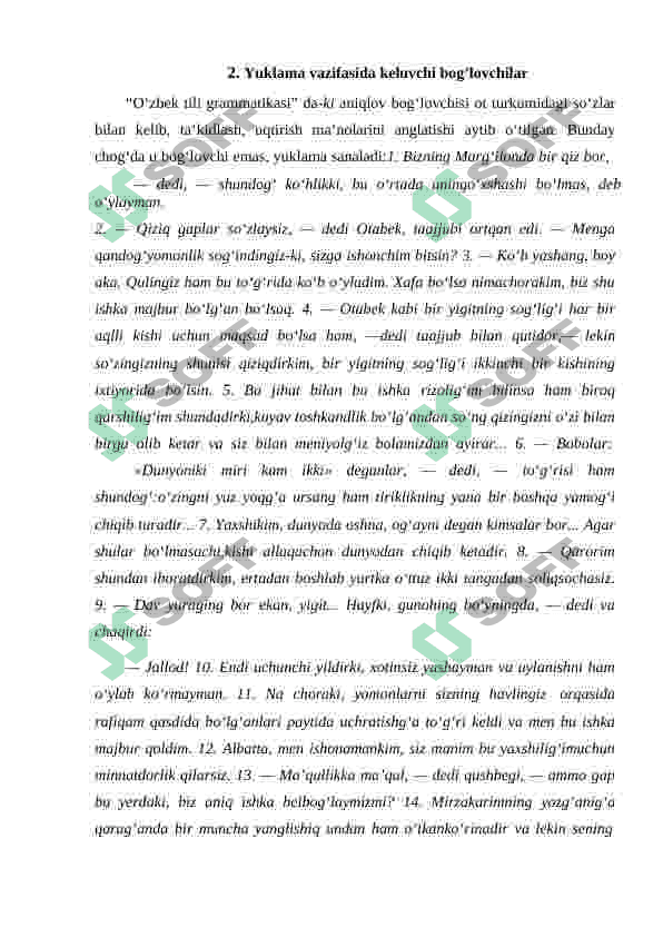 ERGASHTIRUVCHI BOG'LOVCHI VA YUKLAMALAR 6