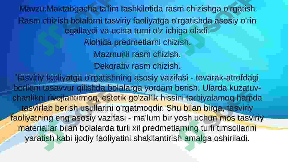 Maktabgacha yoshdagi bolalarni rasm chizishga oʻrgatish 2