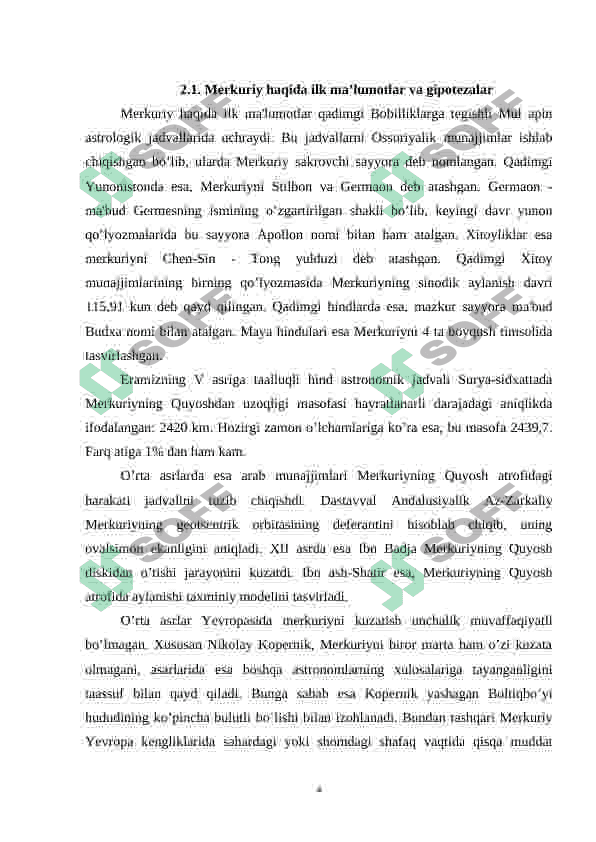 merkuriy sayyorasi 4