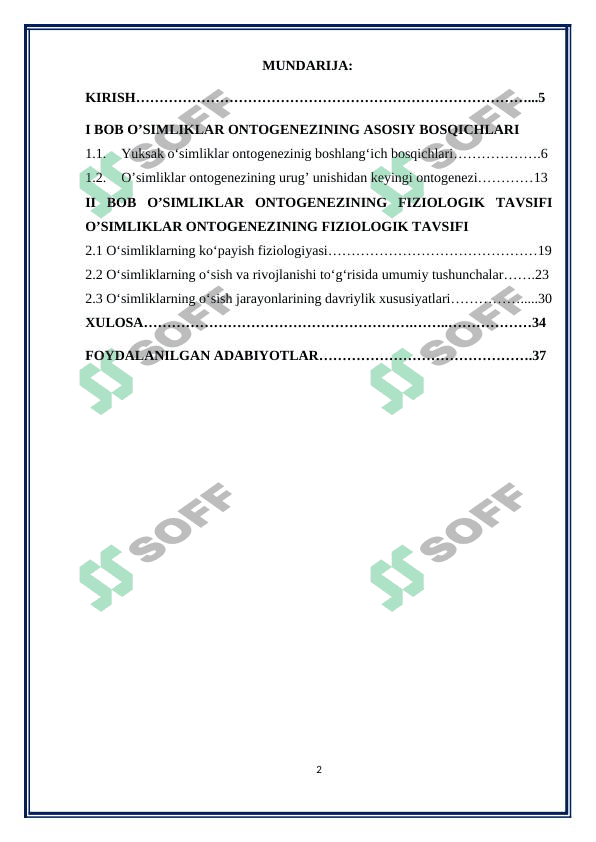 O'simliklarning ontogenezi 1