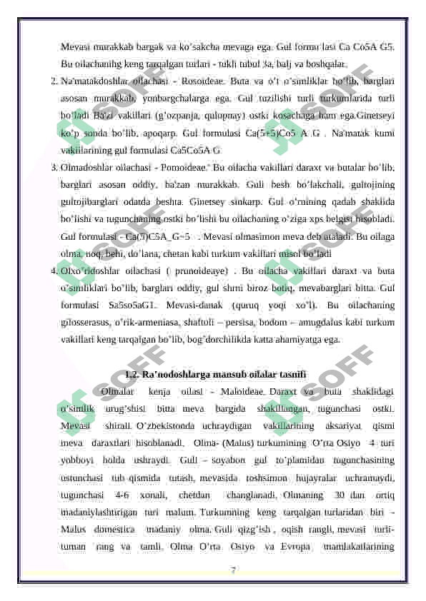 ra'nodoshlar oilari (ra'nokabilar) 7