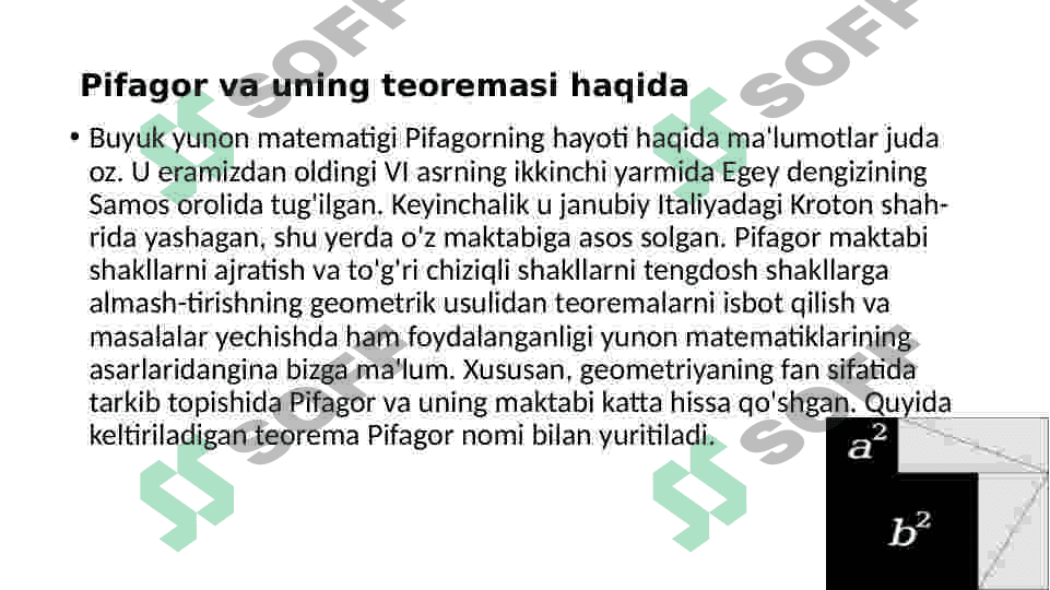 Pifagor teoremasi va uning tatbig’iga doir misollar 2