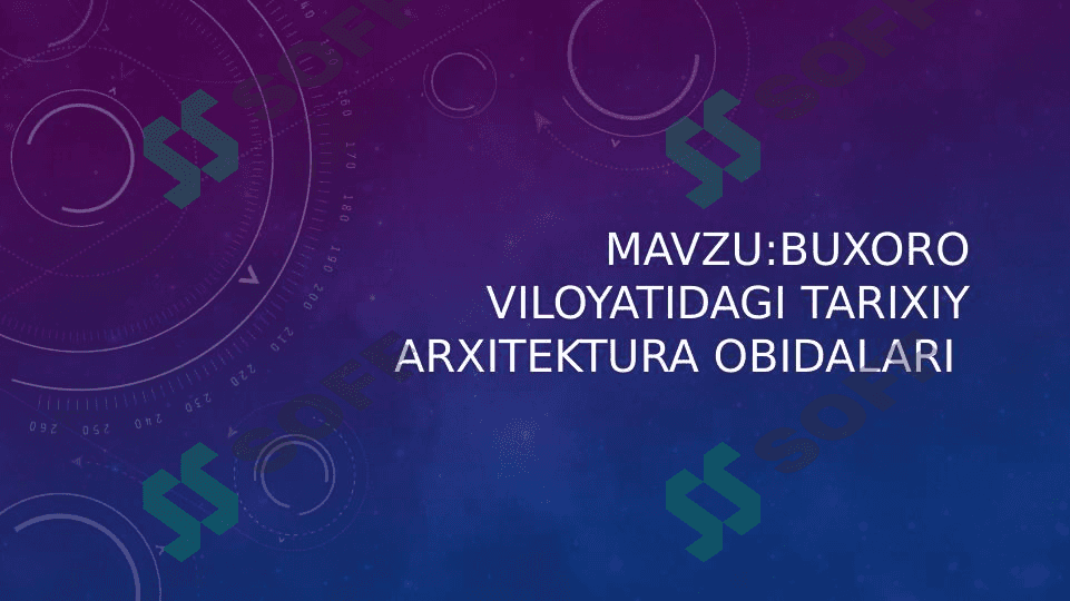 BUXORO VILOYATIDAGI TARIXIY ARXITEKTURA OBIDALARI 1