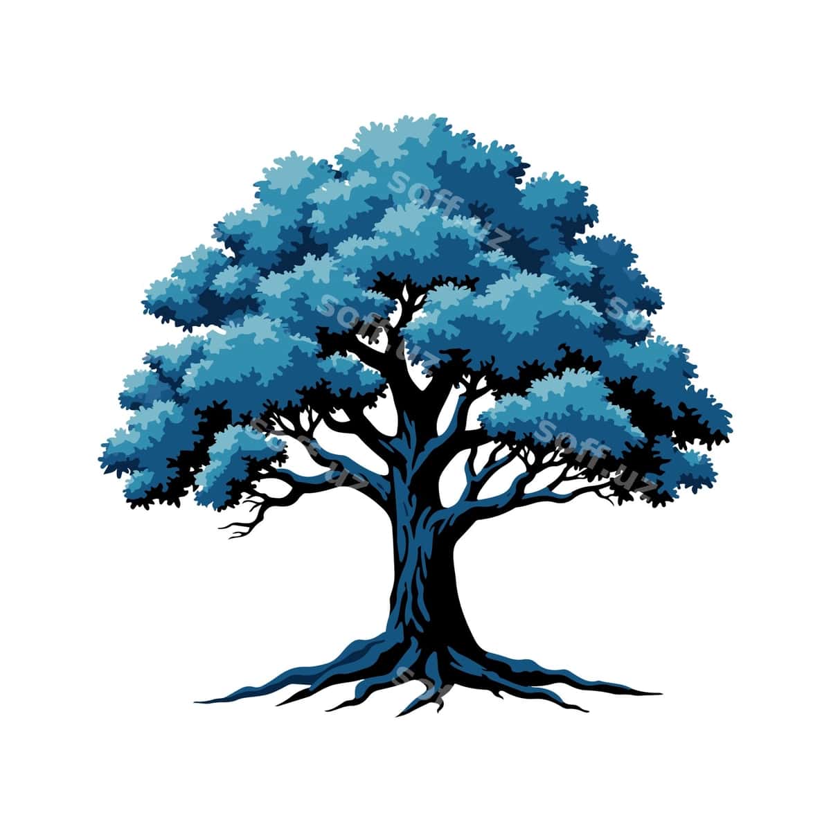 Dremya vektor san'at illustratsiyasi | Oak tree vector art illustration 1