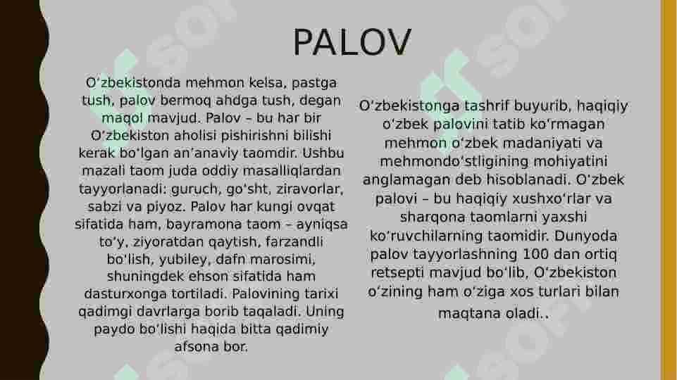 O`zbek kulinariyasi (oshxonasi) 4
