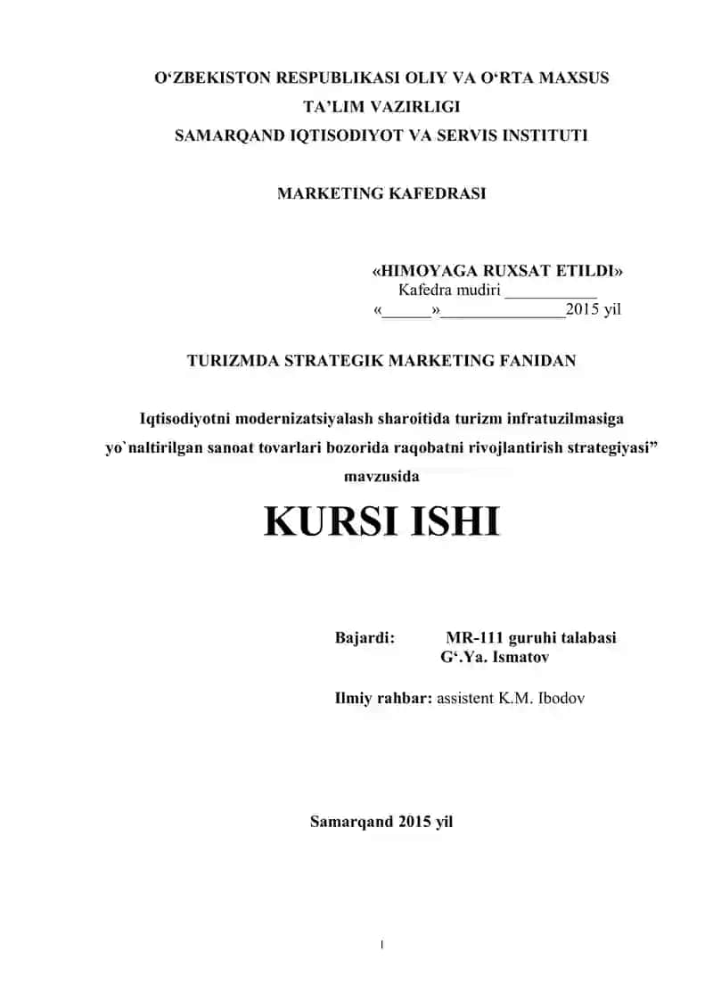 "TURIZMDA STRATEGIK MARKETING FANIDAN