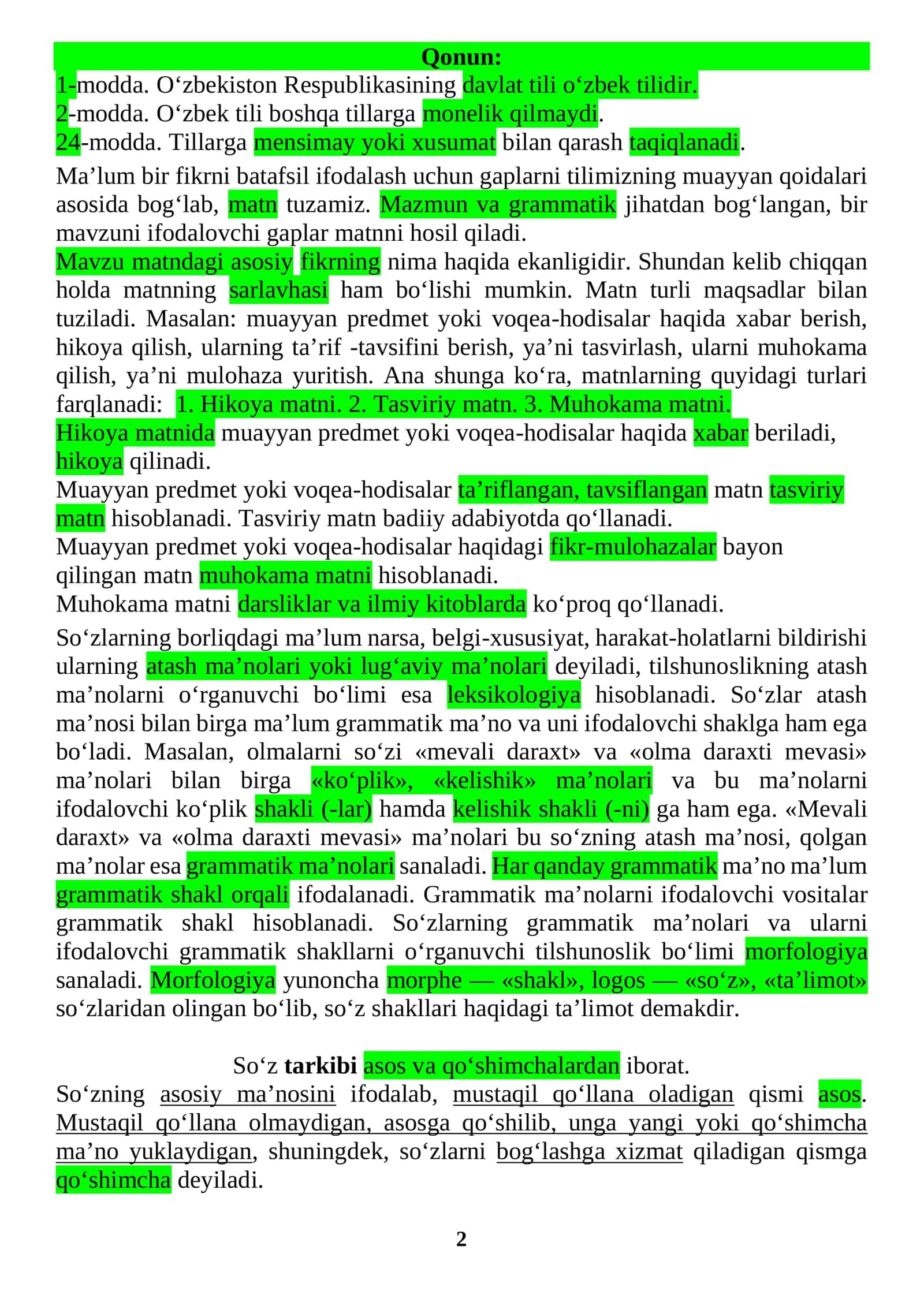asosiy grammatik mavzular testlar bilan 1