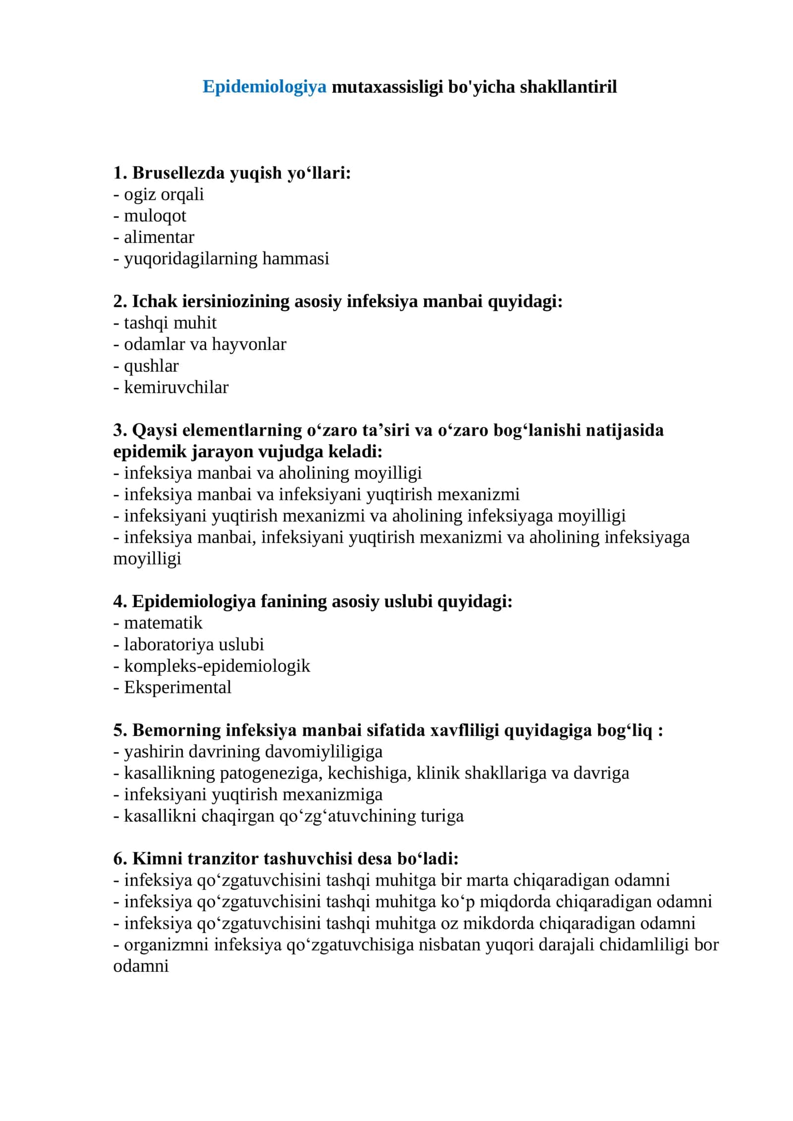 Epidemiologiya fanining asosiy uslubi 1
