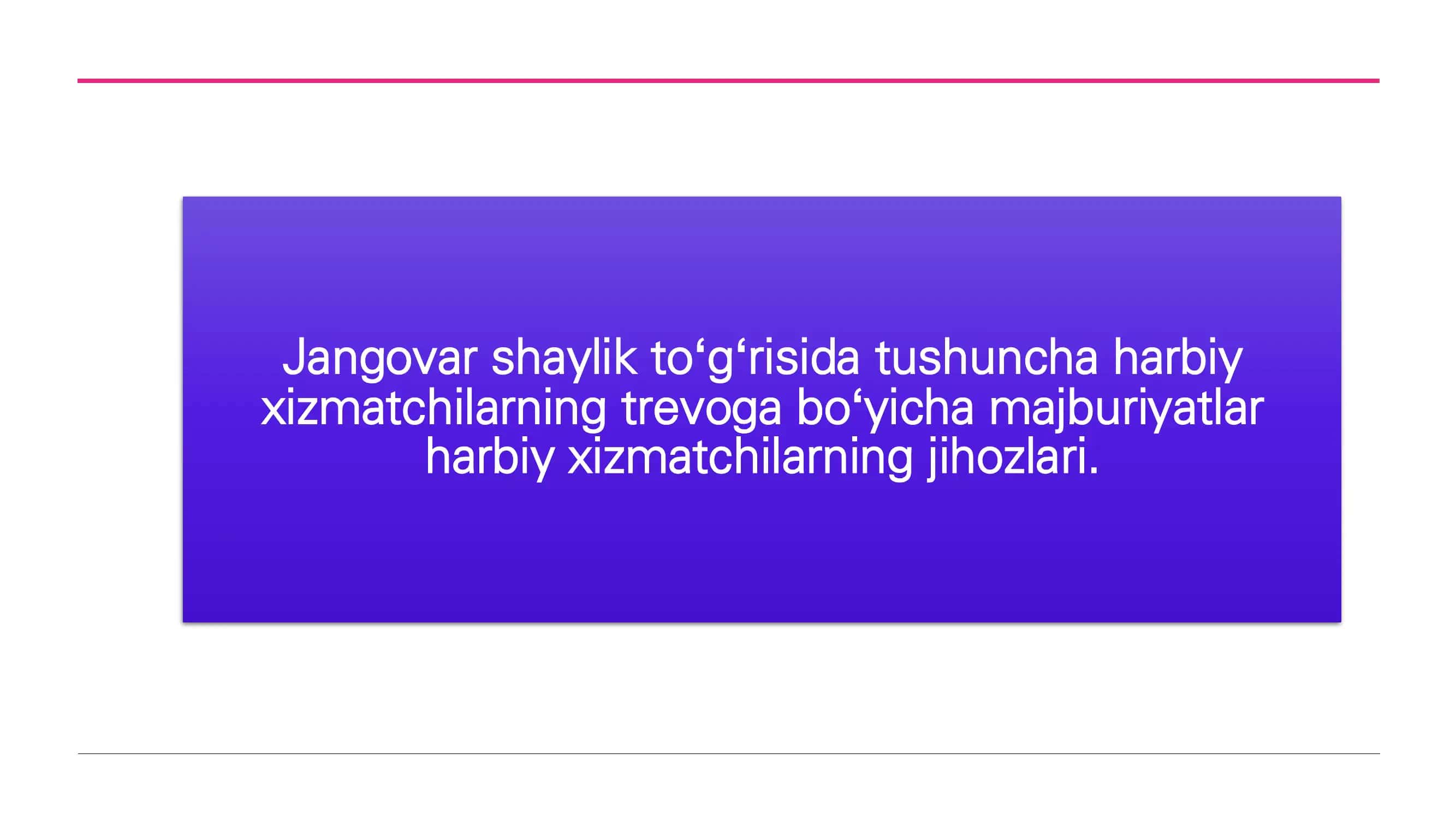 Jangovar tayyorgarlik 1