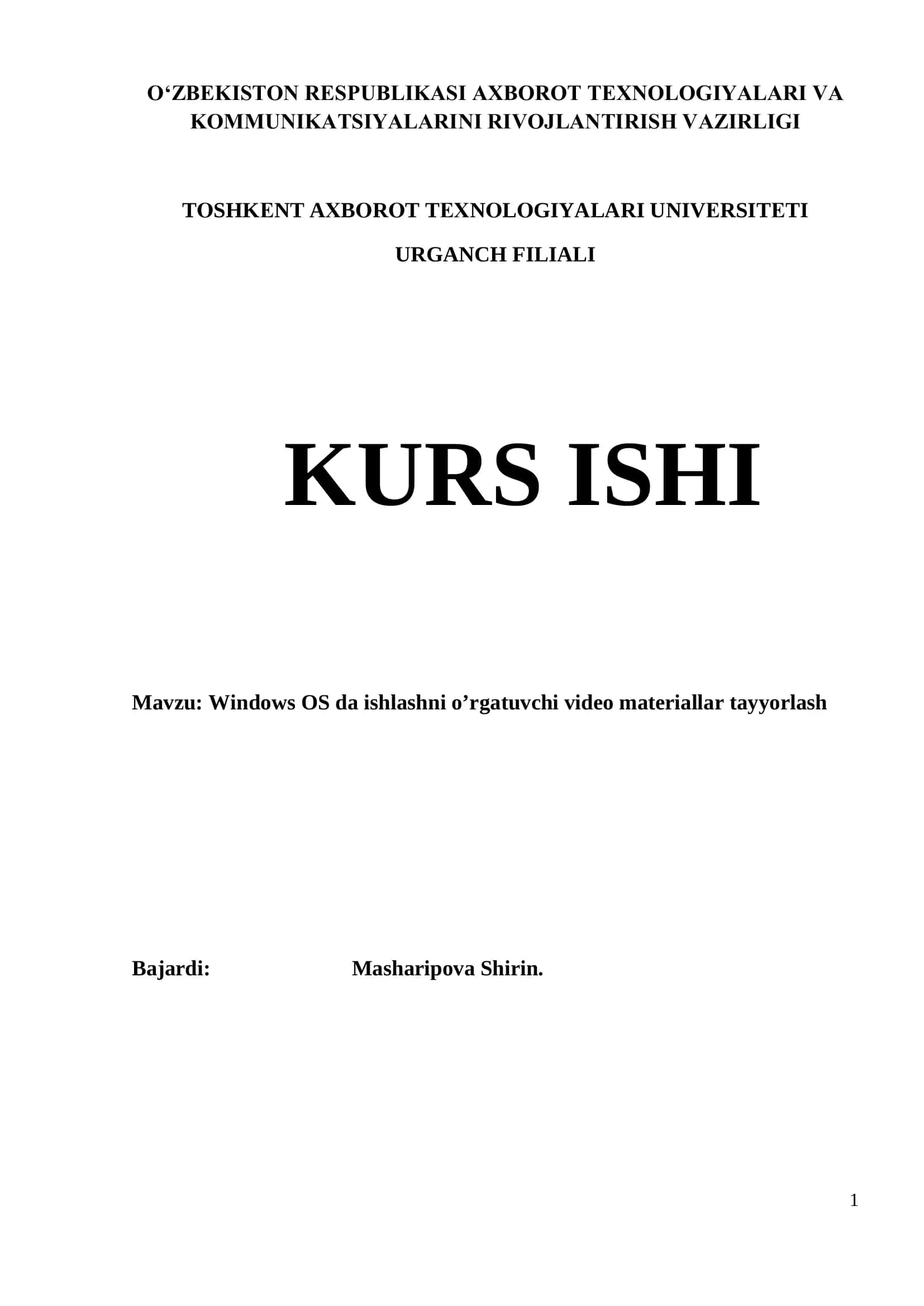 Windows OS da ishlashni o’rgatuvchi video materiallar tayyorlash 1