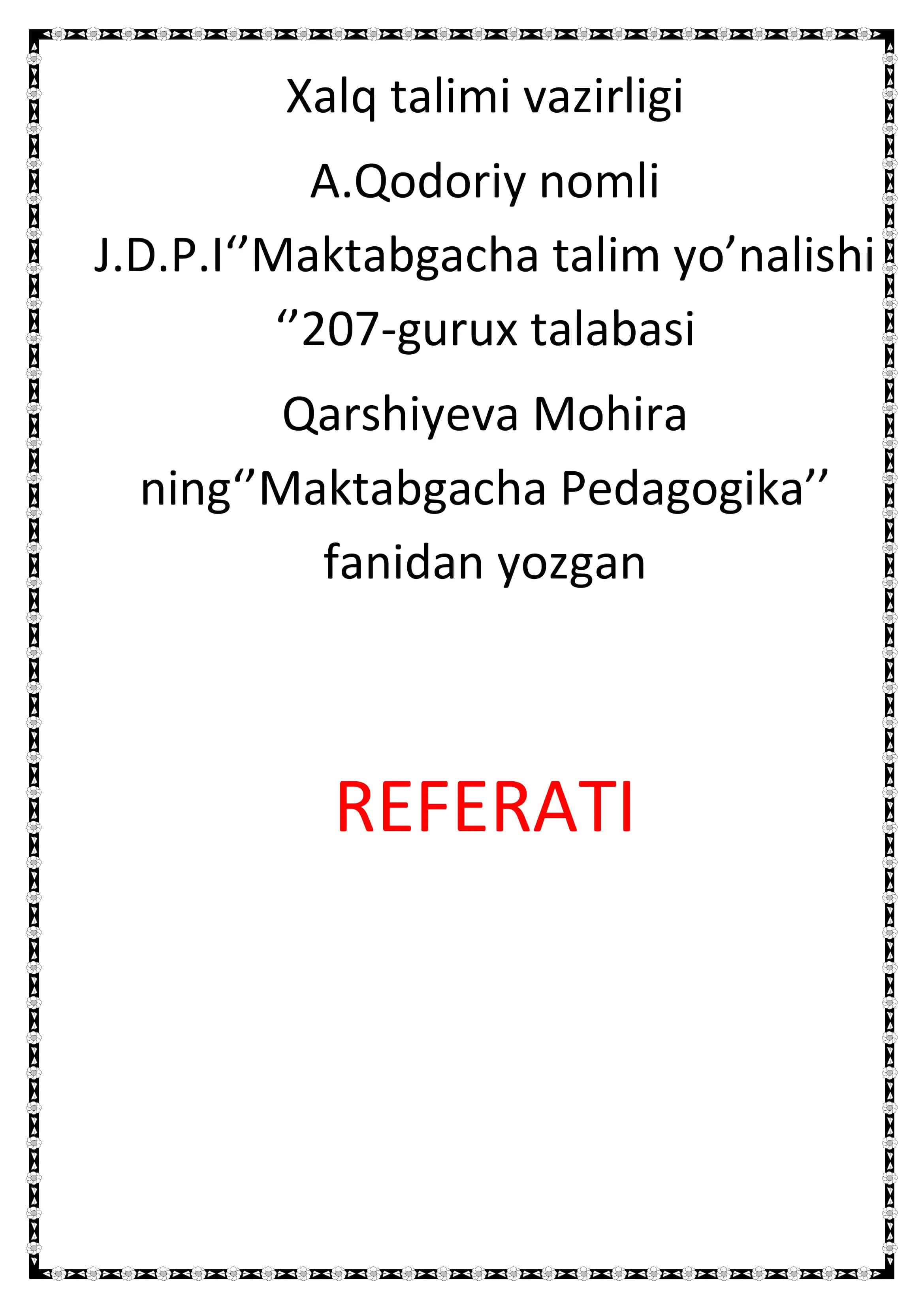 Ta’lim Tarbiyaning Zamonaviy Shakllari Referati 1
