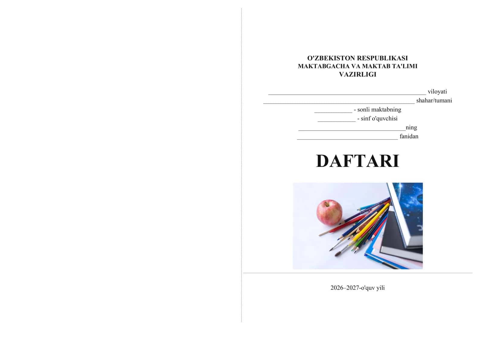 DAFTAR JILD 2026–2027-o'quv yili 1