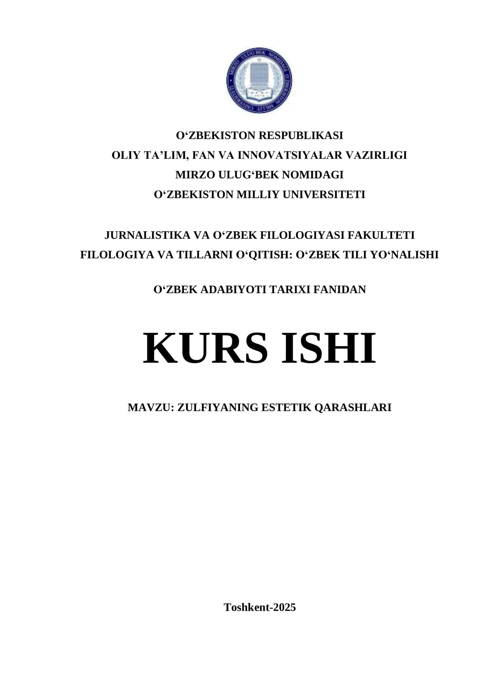 ZULFIYANING ESTETIK QARASHLARI 1
