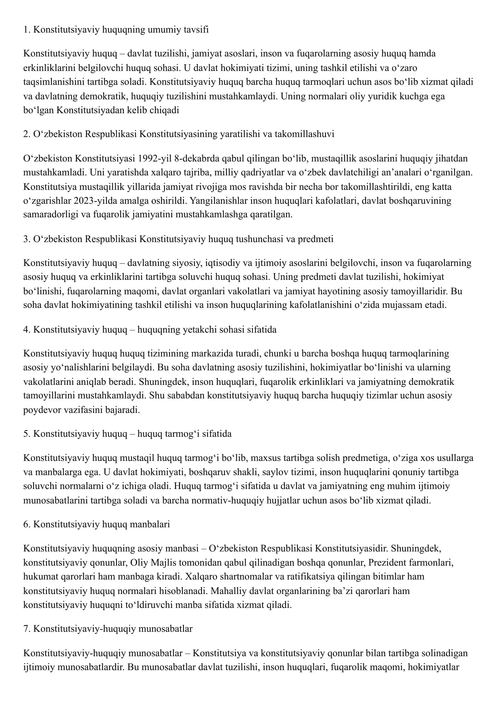 Konstitutsiyaviy huquq fanidan sessiya javoblari 1