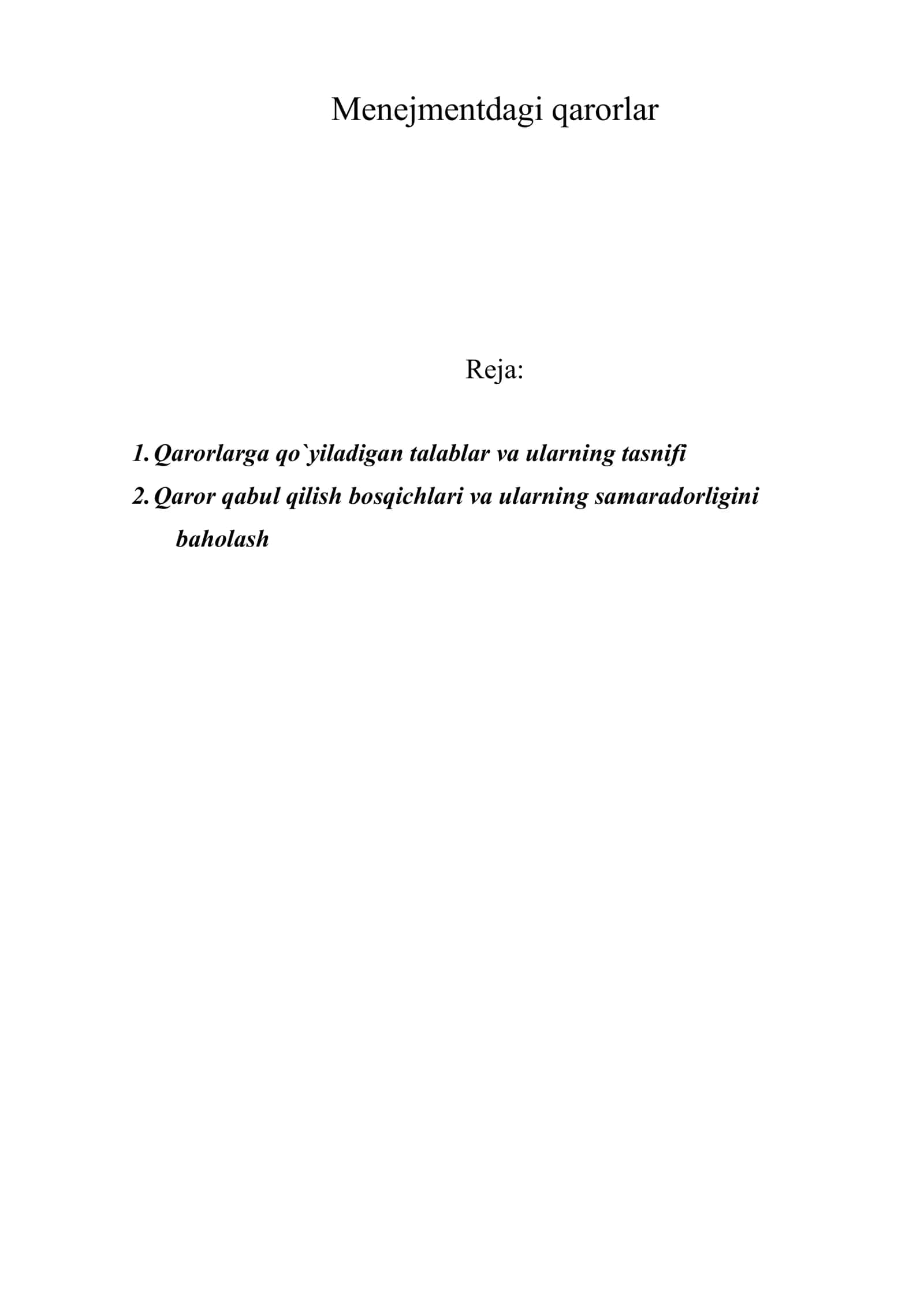 Menejmentdagi qarorlar 1