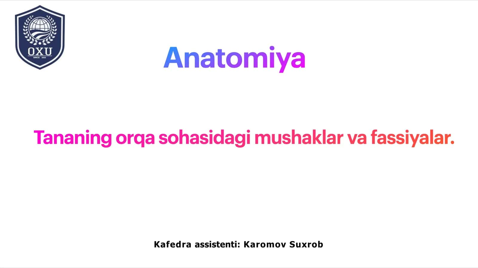 Orqa guruh mushaklari klassifikatsiyasi 1