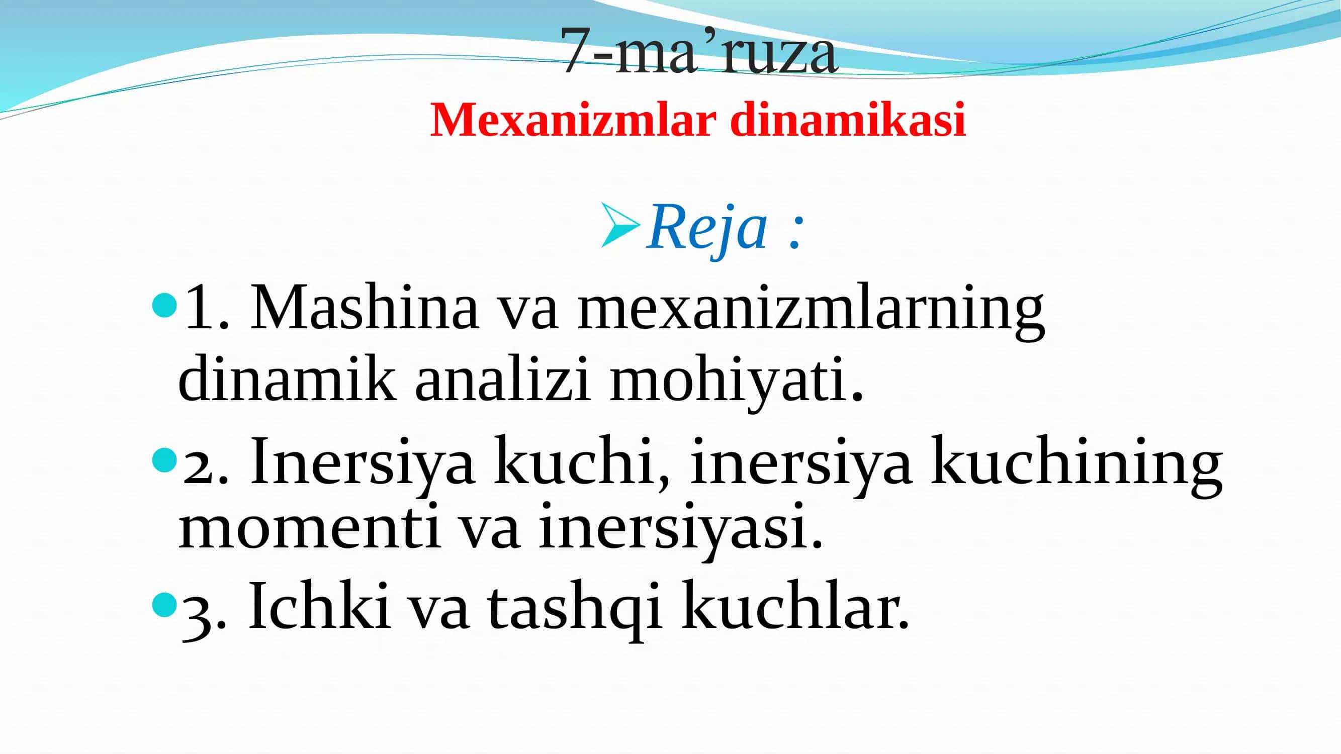 Mexanizmlar dinamikasi 1