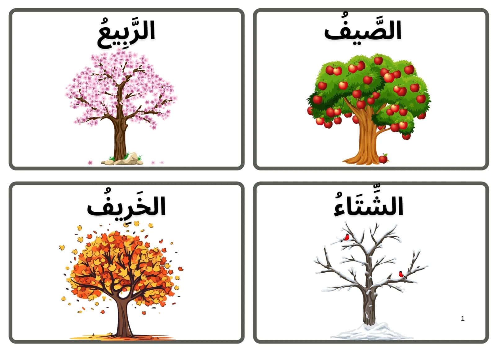 CARDS Arab tilida yil fasllari 1