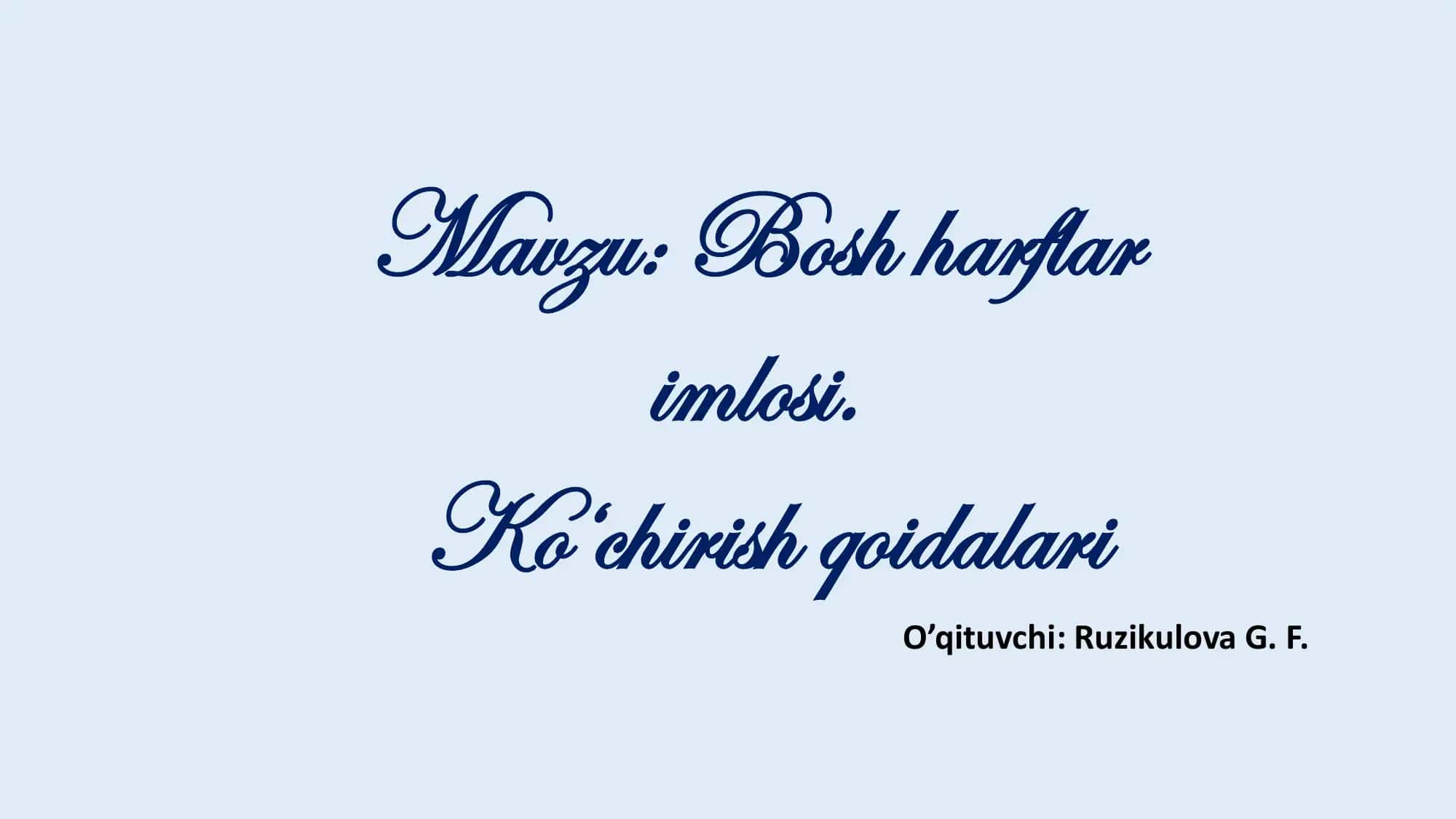 Bosh harflar imlosi 1