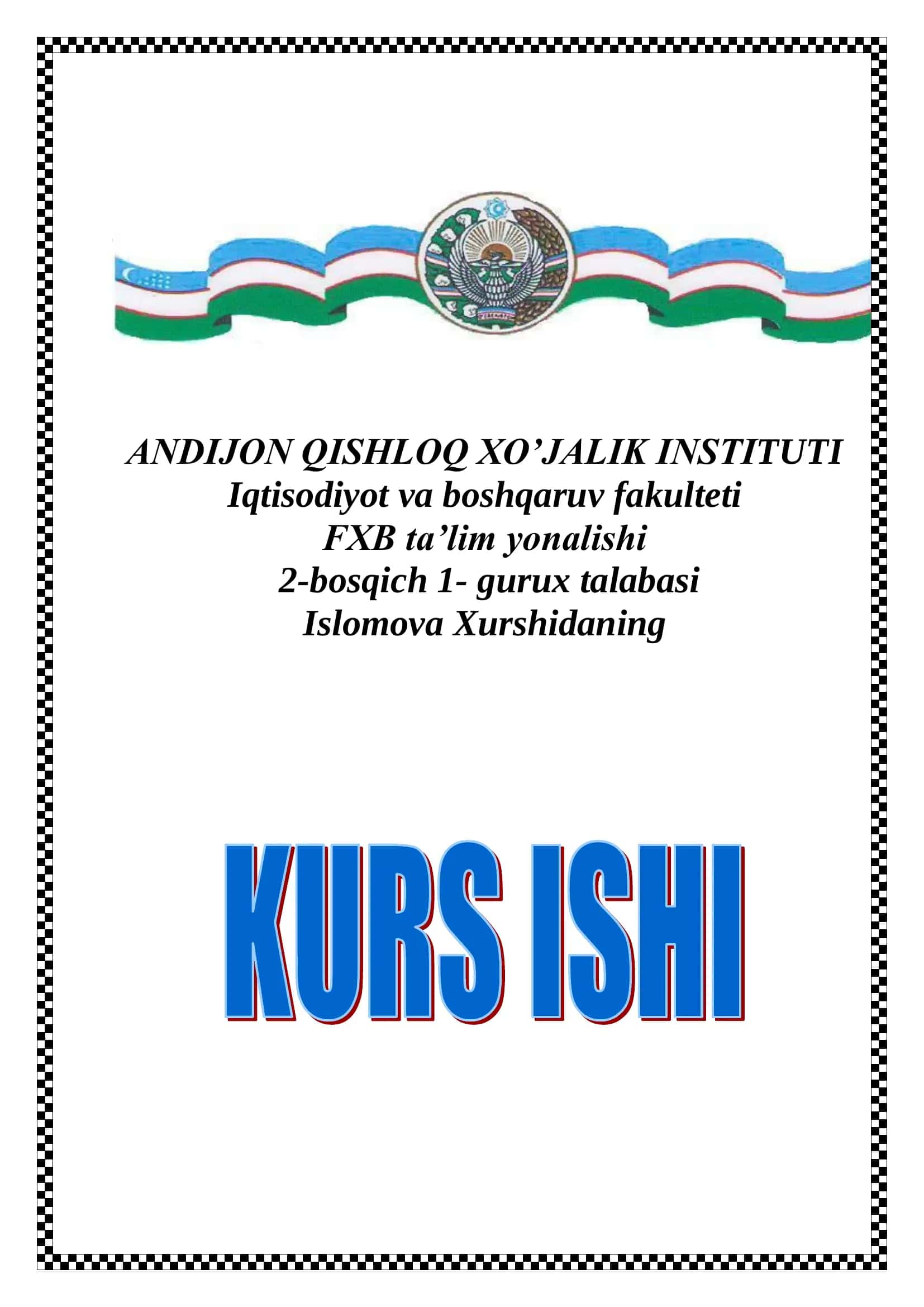 “KO’XNA VODIY GAVHARI” FERMER 1