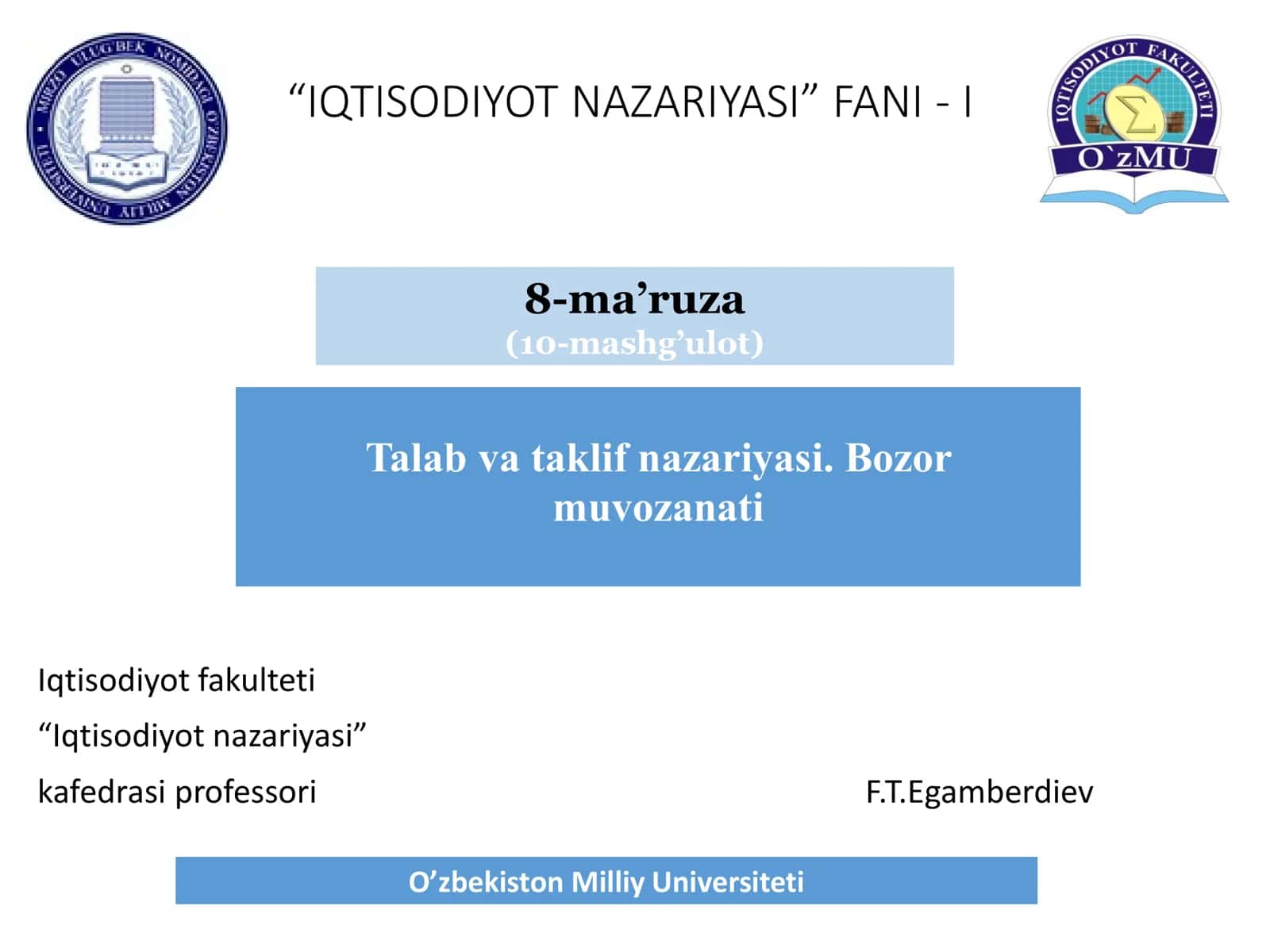IQTISODIYOT NAZARIYASI 1