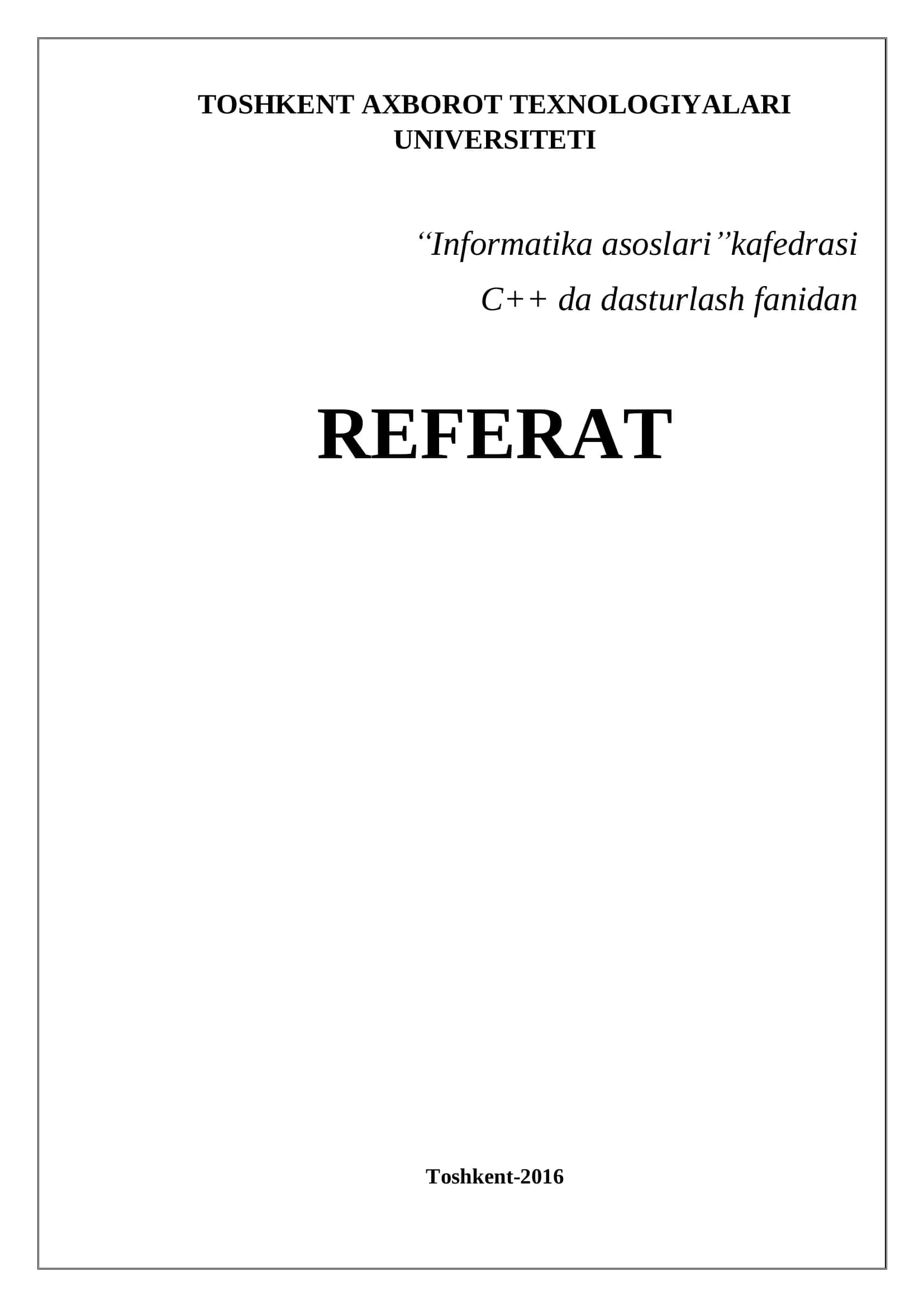 REFERAT Toshkent-2016 1