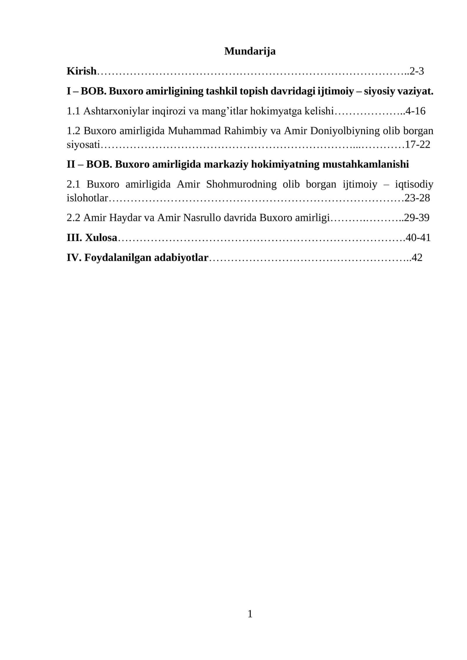 Buxoro amirligi tashkil topishi va siyosiy hayot 1