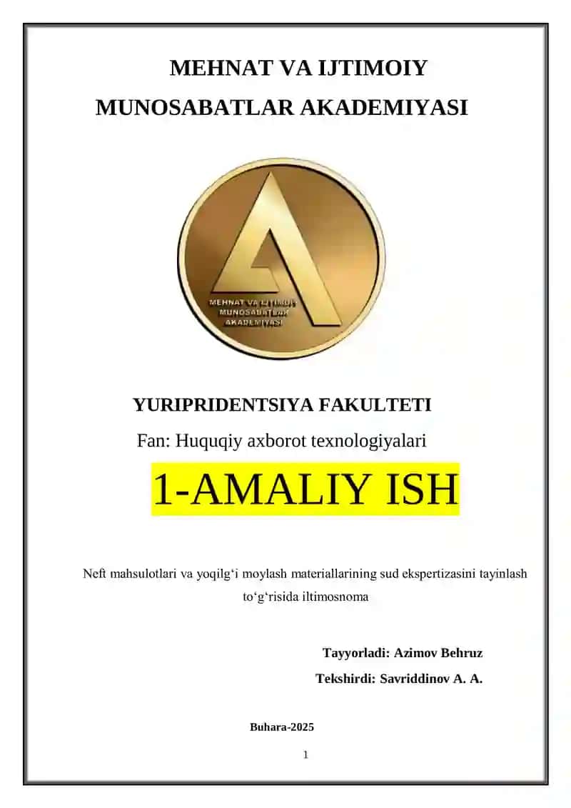 Neft mahsulotlari va yoqilgʻi moylash materiallarining sud ekspertizasini tayinlash