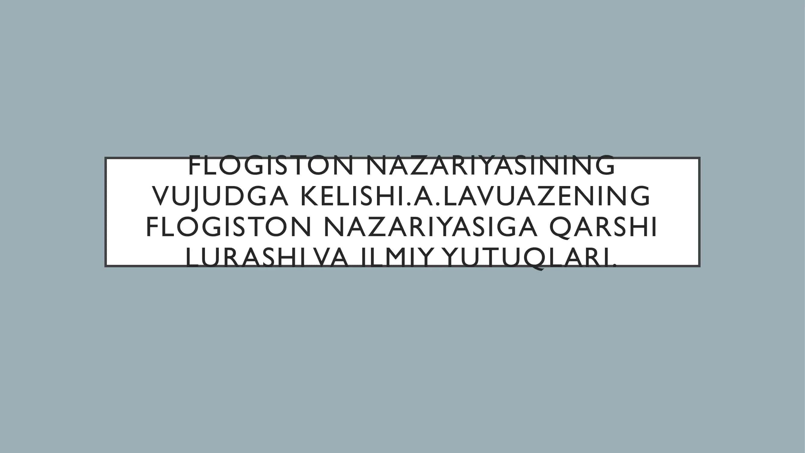 FLOGISTON NAZARIYASINING 1