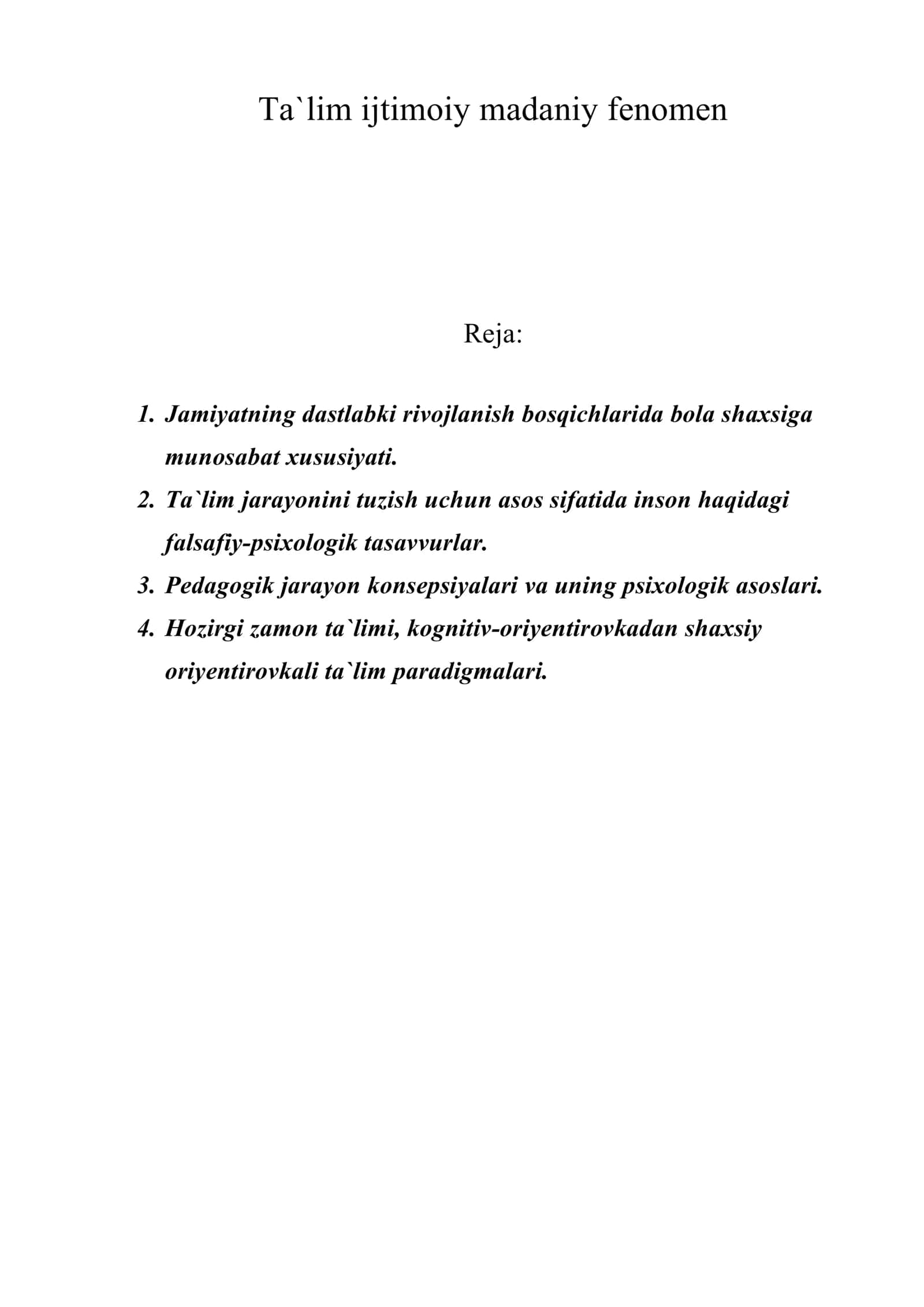 Ta`lim ijtimoiy madaniy fenomen 1