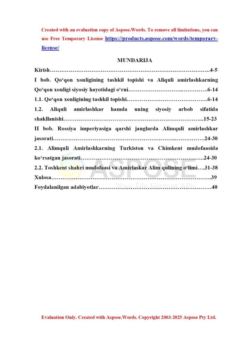 Qoʻqon xonligining tashkil topishi va Aliquli amirlashkarning Qoʻqon xonligi siyosiy hayotidagi oʻrni 1