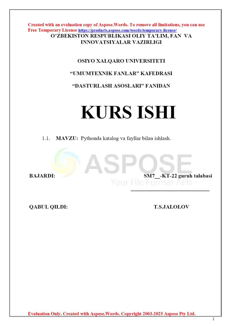 Pythonda katalog va fayllar bilan ishlash 1