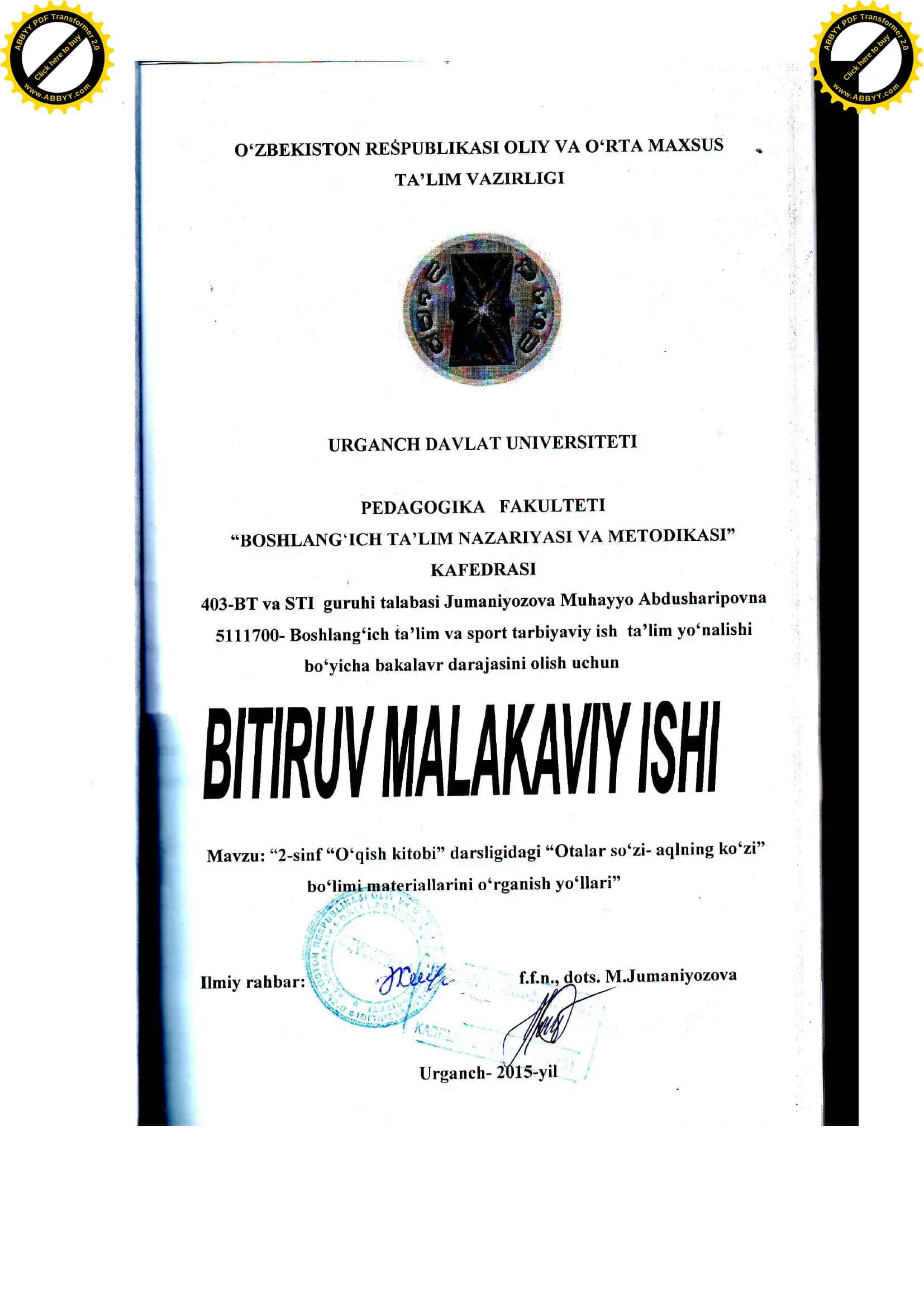 2-sinf "O'qish va nutq o'stirish" dasturi 1