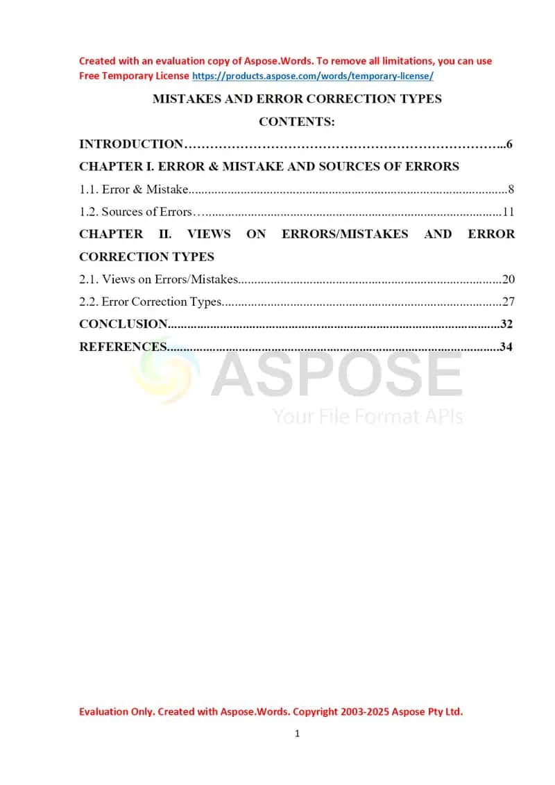 MISTAKES AND ERROR CORRECTION TYPES 1