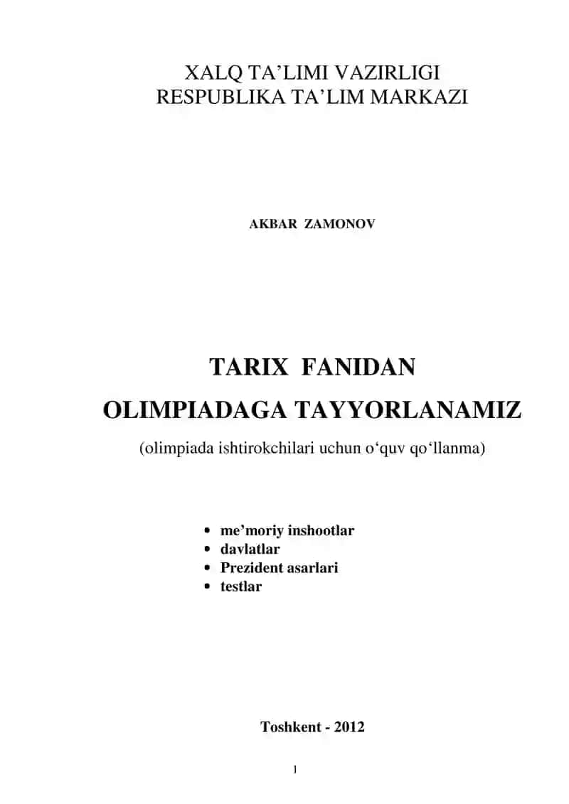 TARIX FANIDAN OLIMPIADAGA TAYYORLANAMIZ