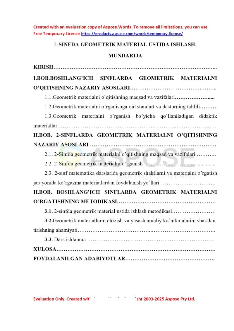 2-sinfda geometrik material ustida ishlash 1