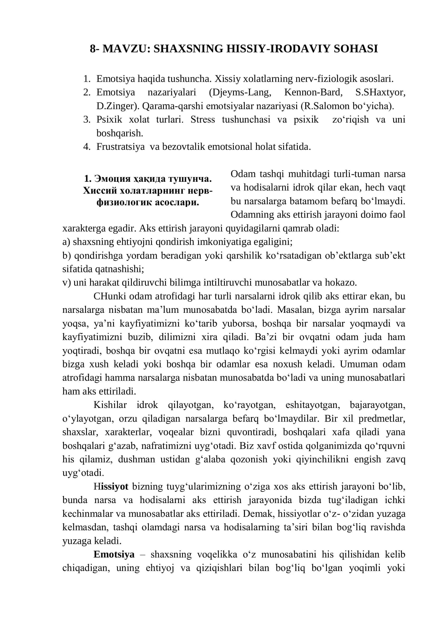 SHAXSNING HISSIY-IRODAVIY SOHASI 1