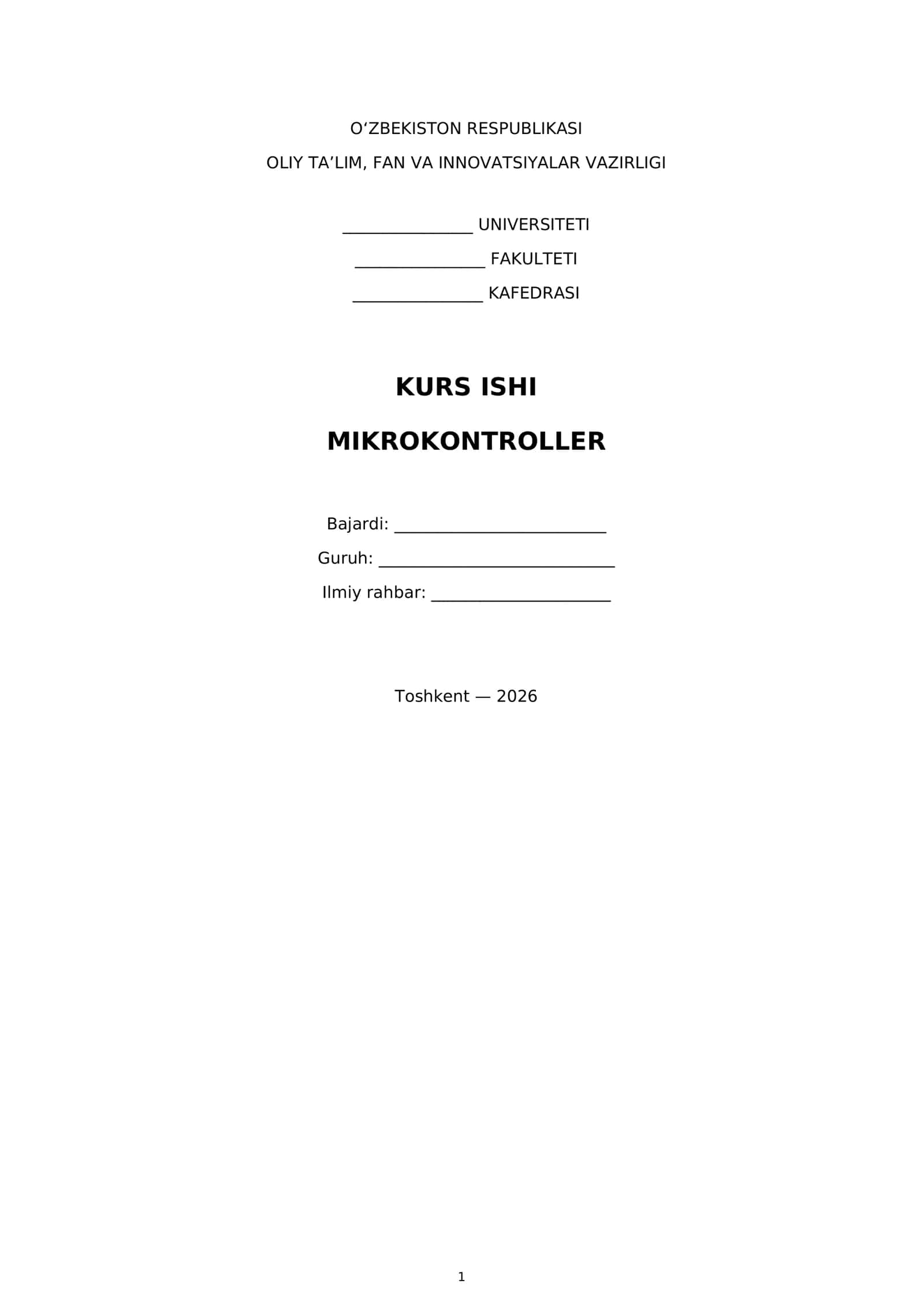 KURS ISHI - MIKROKONTROLLER 1