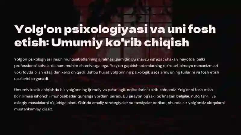 Yolg'on psixologiyasi va uni fosh etish: Umumiy ko'rib chiqish
