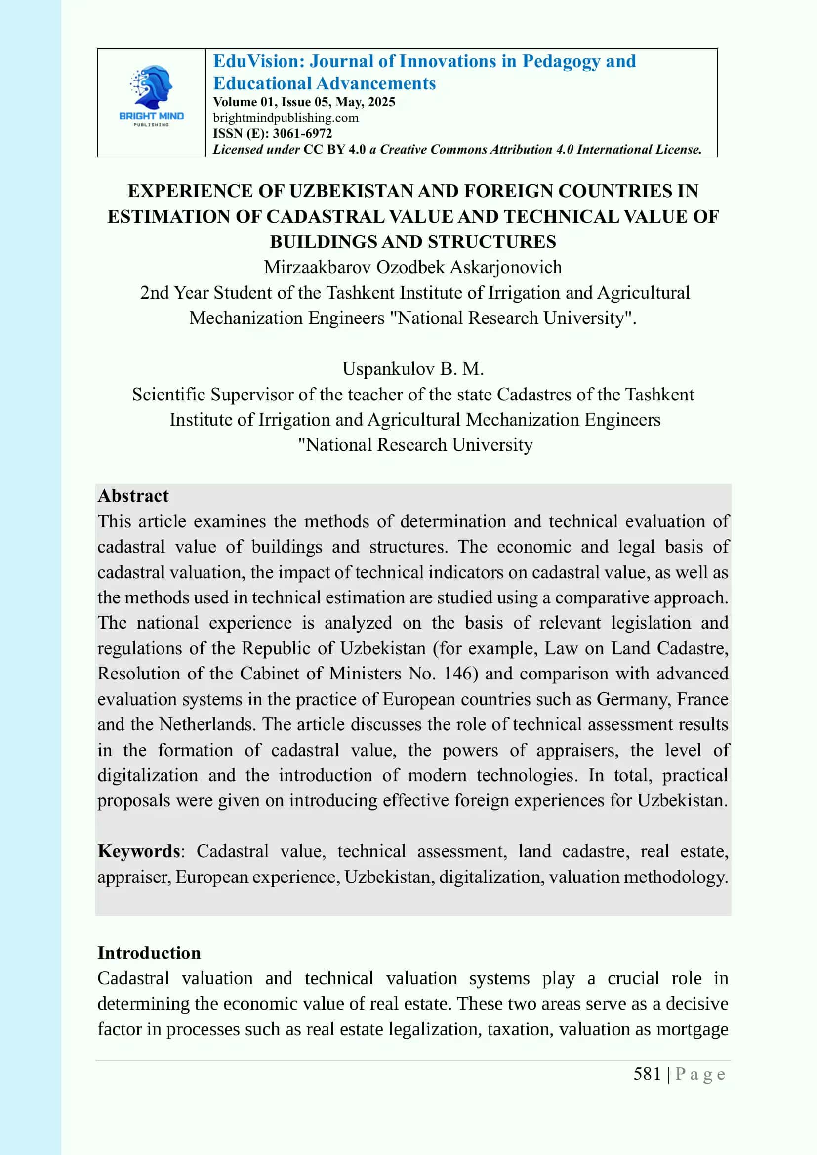 Journal of Innovations in Pedagogy and Educational Advancements 1