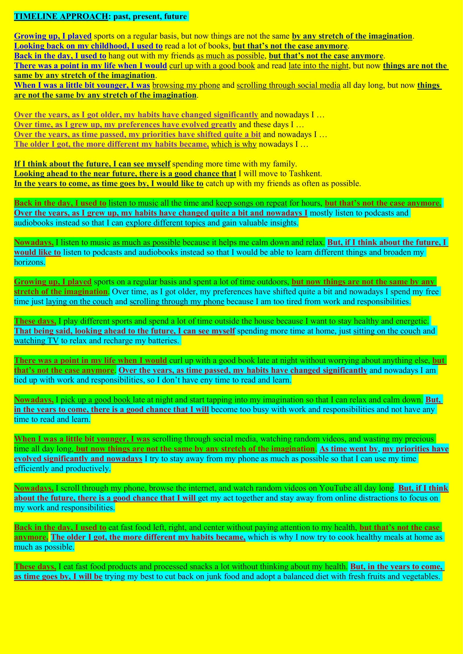 TIMELINE APPROACH: past, present, future 1