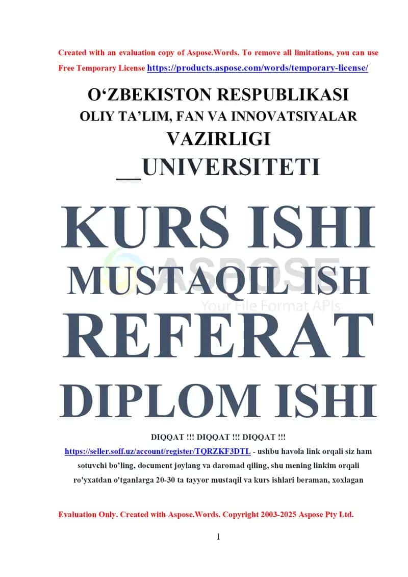 XVIII–XIX asrlarda Usmoniy turklar imperiyasi (kurs ishi) 1