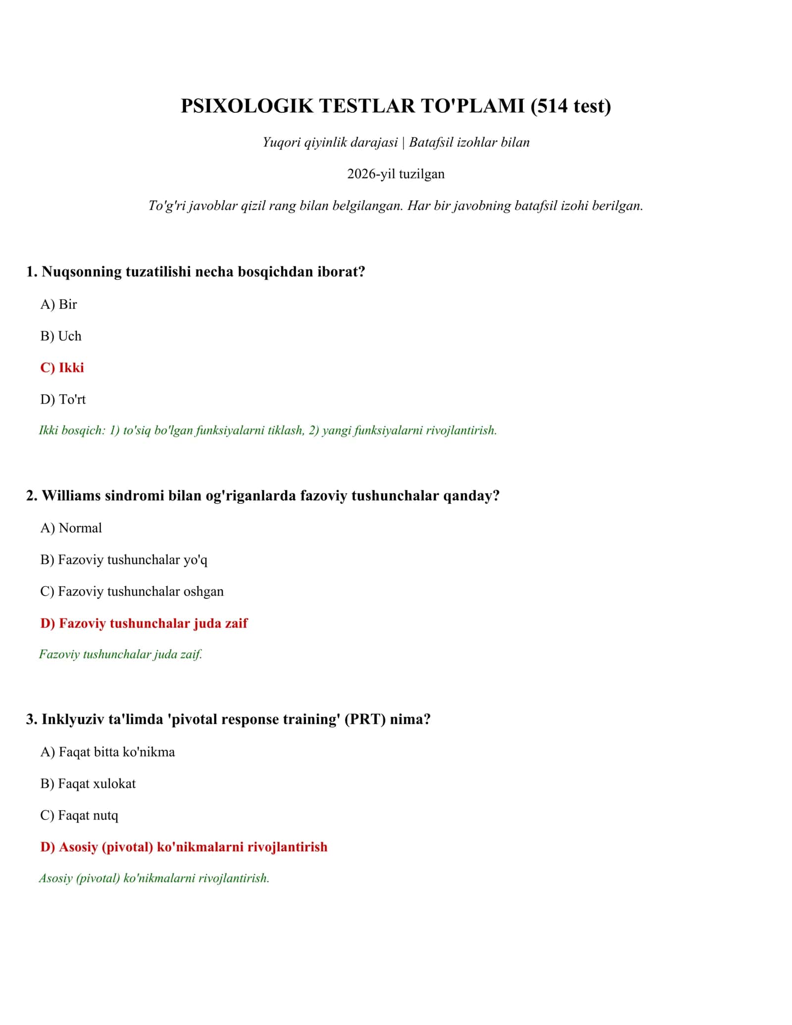 PSIXOLOGIK TESTLAR TO'PLAMI (514 test) 1