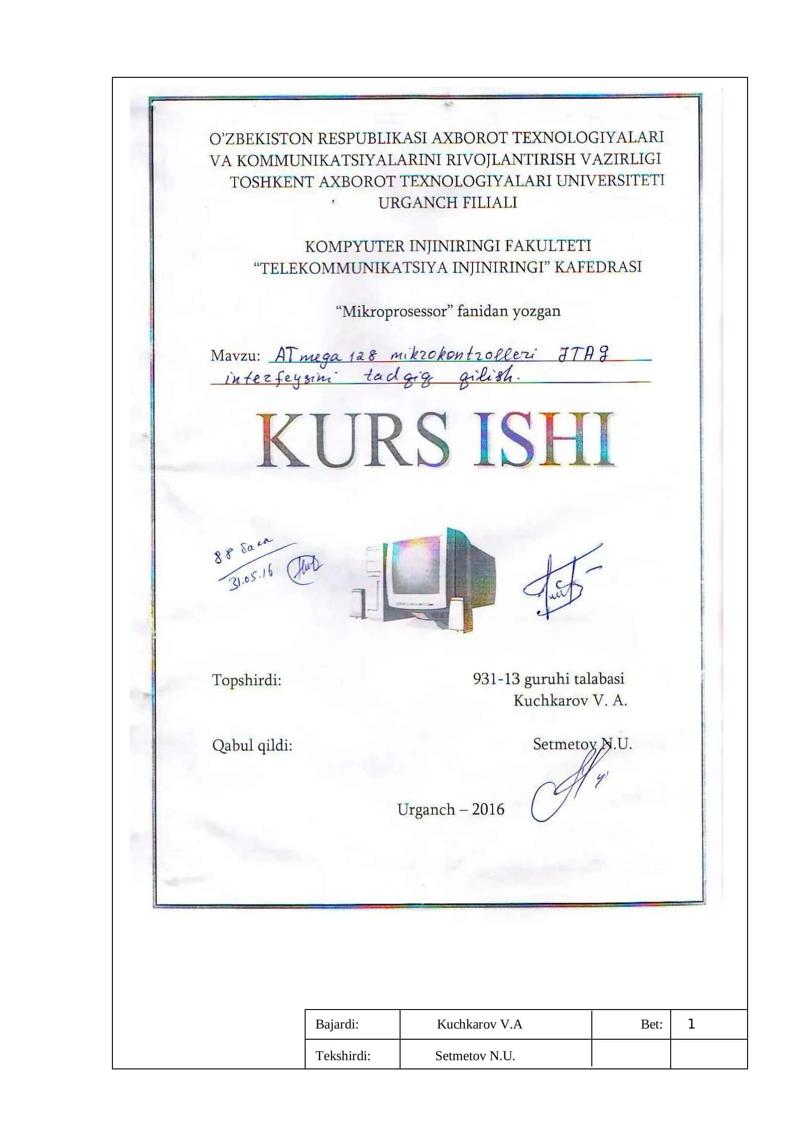 AVR mikrokontrolleri JTAG interfeysi orqali dasturlash jarayoni 1