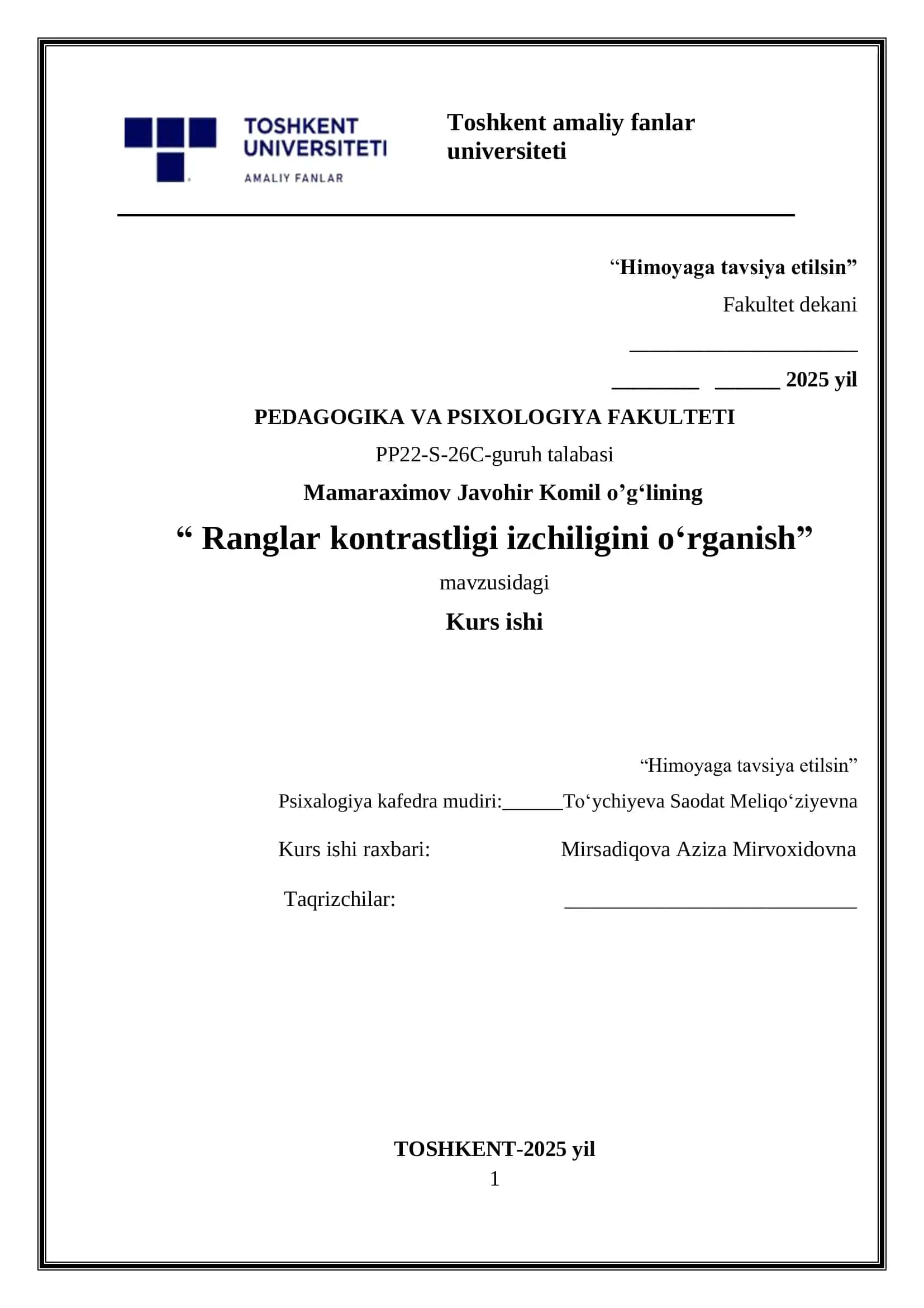 Ranglar Kontrastligi Izchiligini O‘rganish 1