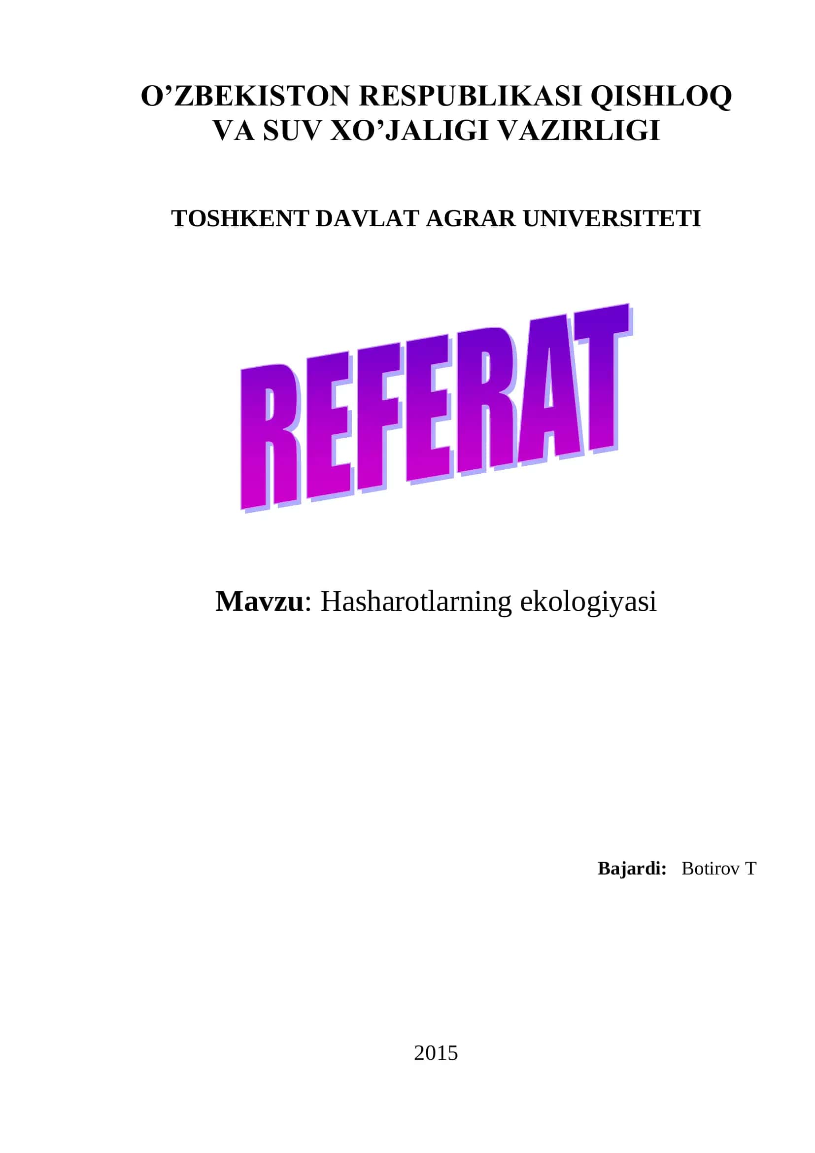 Hasharotlarning ekologiyasi 1